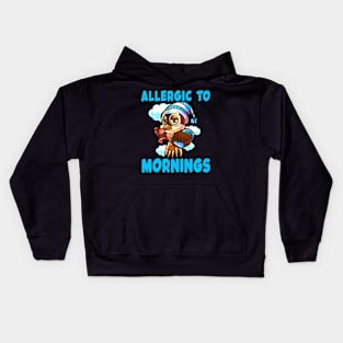 Cute Owl Allergic To Mornings Gift For Night Owls Kids Hoodie